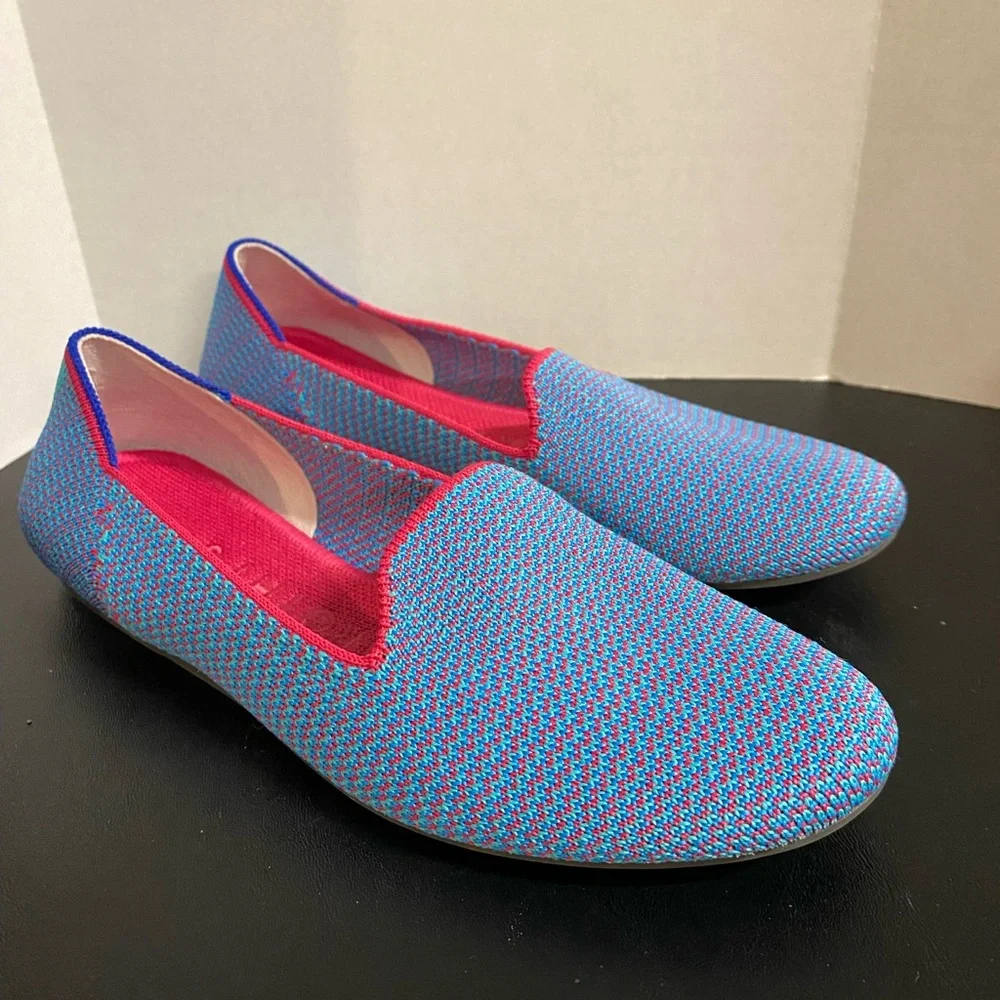 Rothys Womens The Loafer Bluebell Triple Stitch Colorway Size 6 💙🩷